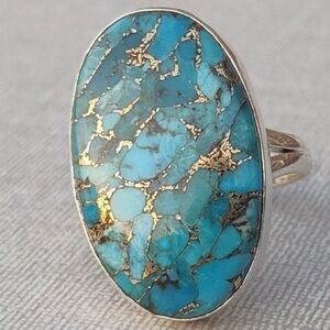 New Turquoise Oval Ring 925